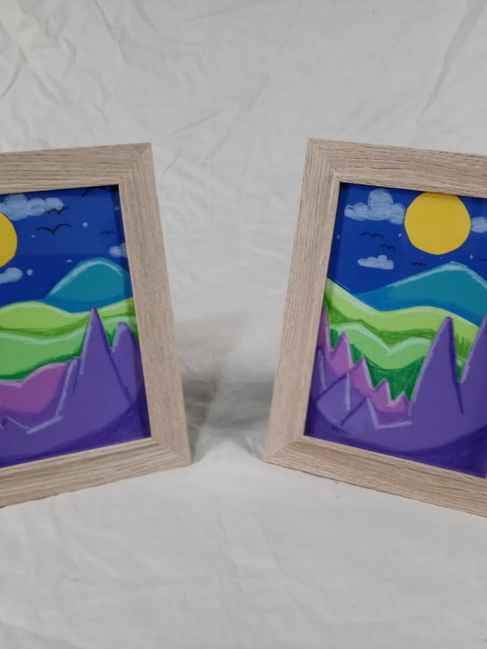 NEW 3D Original Handmade Forest & Mountains Boho Style Framed Landscape *Bundle*